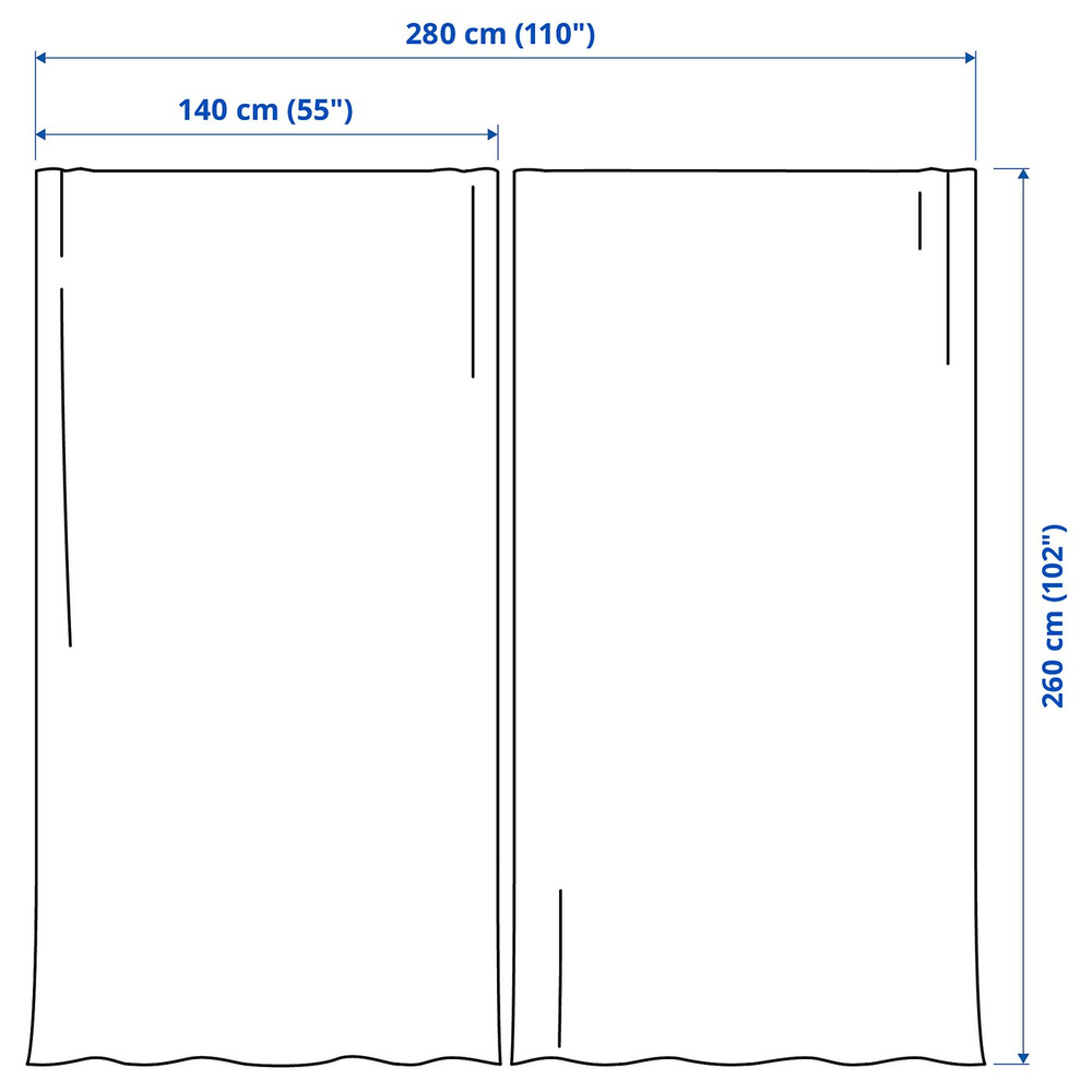 IKEA SANELA  (ИКЕА САНЕЛА)  -  Штора, 2 шт. - тёмно-коричневый/на ленте 140x260 см
