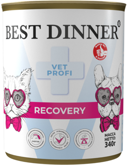 Консервы Best Dinner Vet Profi Recovery Бест Диннер Рековери диета для кошек и собак при истощении и послеоперационном восстановлении 340 г
