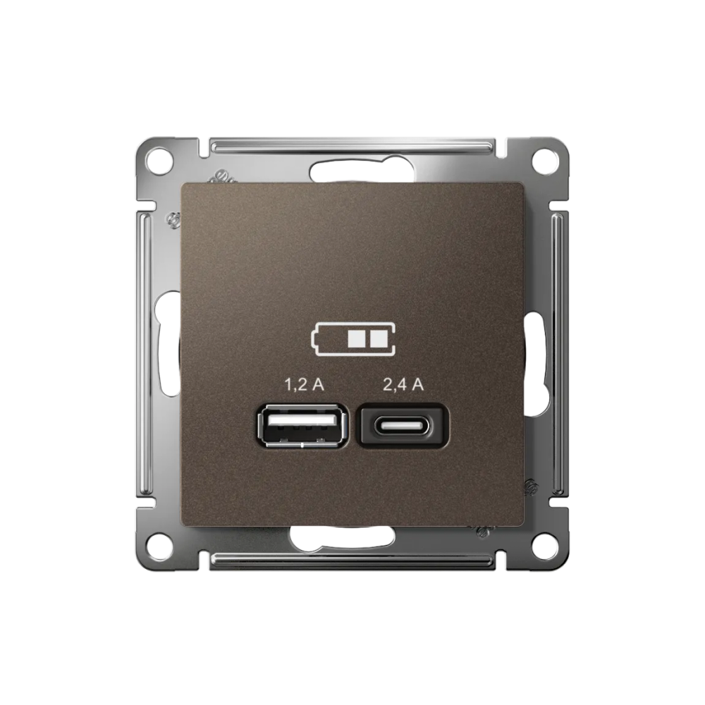 ATLASDESIGN USB РОЗЕТКА А+С, 5В/2,4А, 2х5В/1,2А, механизм, МОККО