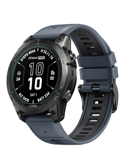 Ремешок двухцветный QuickFit 26 мм для Garmin Fenix 7x/6x/5x/5x plus/3, Descent, Tactix, Enduro, D2, Instinct 2X силиконовый (S26-PRO7X-2-GRAN)