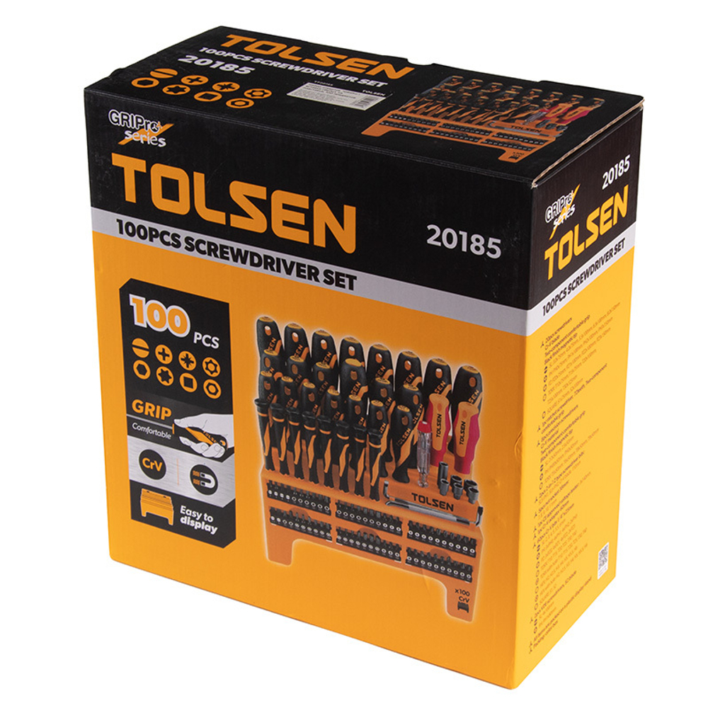 TOLSEN (TT20185) Набор отверток "GRIPro", вставки(биты),  на подставке, 100 предметов