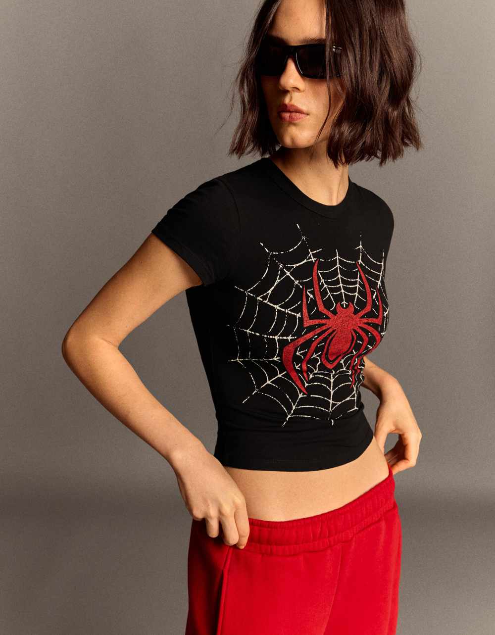 Женская приталенная футболка с принтом SPIDER-MAN - BERSHKA