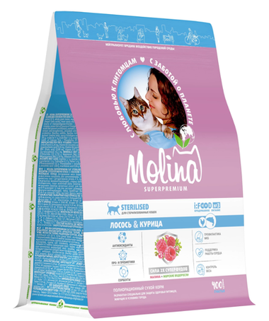 Molina Sterilised Лосось Курица 400 г
