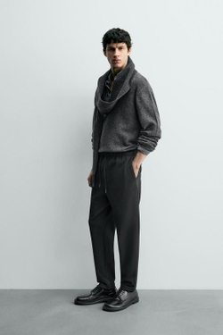 ZARA БРЮКИ-ДЖОГГЕРЫ NON IRON КОМФОРТНОЙ ПОСАДКИ, ЧЕРНЫЙ