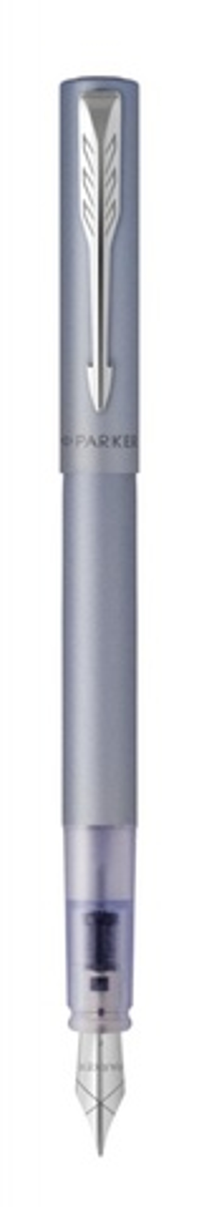 Перьевая ручка Parker Vector XL Silver Blue CT, цвет чернил blue, перо: F/M, в подарочной упаковке.