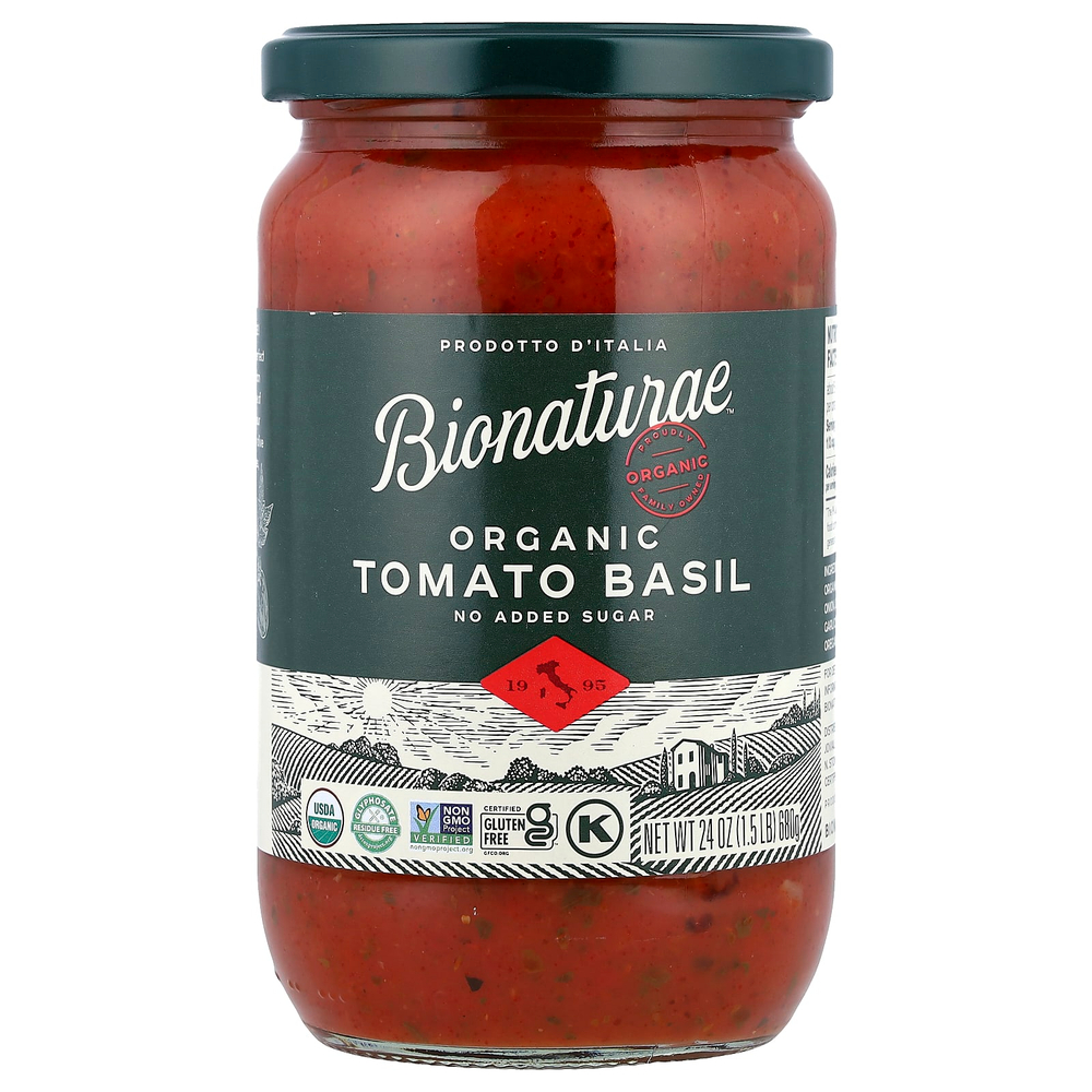 Bionaturae, Bionaturae™, органические томаты и базилик, 680 г (24 унции)