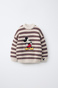 ZARA СВИТЕР В ПОЛОСКУ MICKEY MOUSE © DISNEY, КОРИЧНЕВО-СИНИЙ