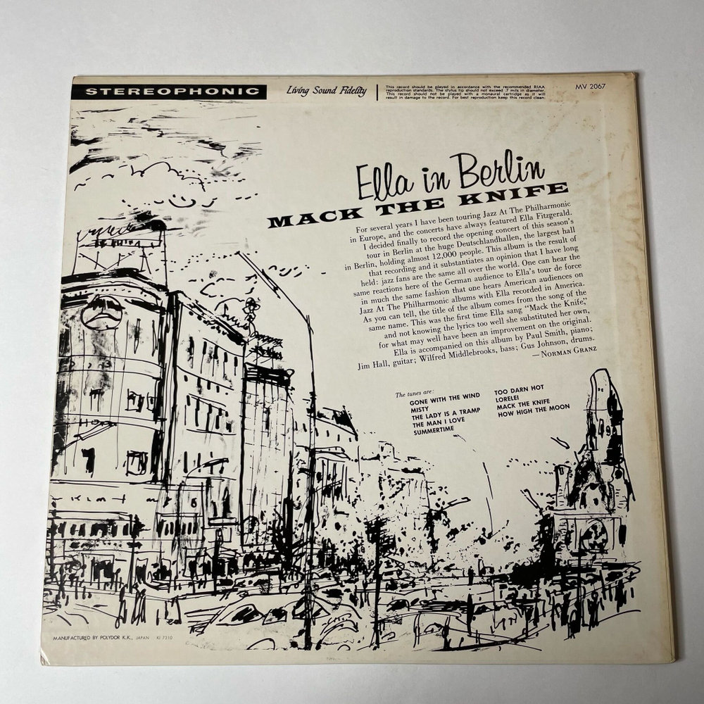 Винтажная виниловая пластинка LP Ella Fitzgerald Mack The Knif Ella In Berlin (Japan 1973) (No Obi) Summertime