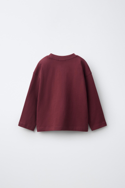 ZARA ЛОНГСЛИВ С БАСКЕТБОЛЬНЫМ ПРИНТОМ, БОРДОВЫЙ
