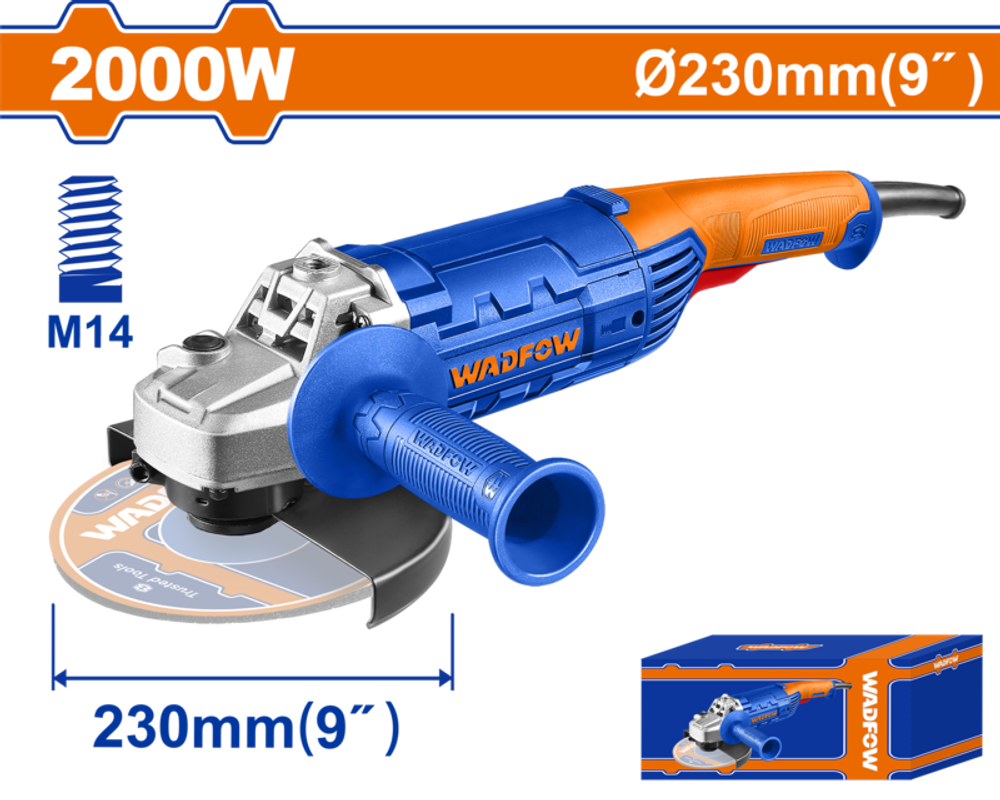 Угловая шлифовальная машина 2000 Вт, 230 мм (2) WADFOW WAG852001