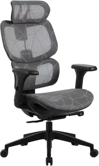 Кресло Cactus CS-MC555 черный/серый сетка с подголов. крестов. пластик пластик черный