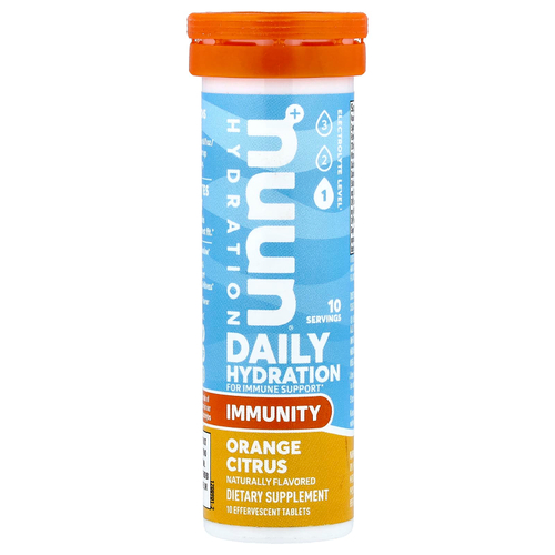 Nuun, Daily Hydration, для поддержки иммунитета, апельсин и цитрус, 10 шипучих таблеток