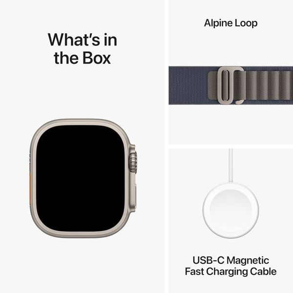 Умные часы Apple Watch Ultra 2 49 мм  натуральный титан, ремешок Alpine синего цвета (L)