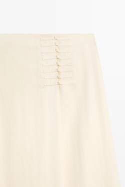 Massimo Dutti Юбка миди прямого кроя с пуговицами, кремовый