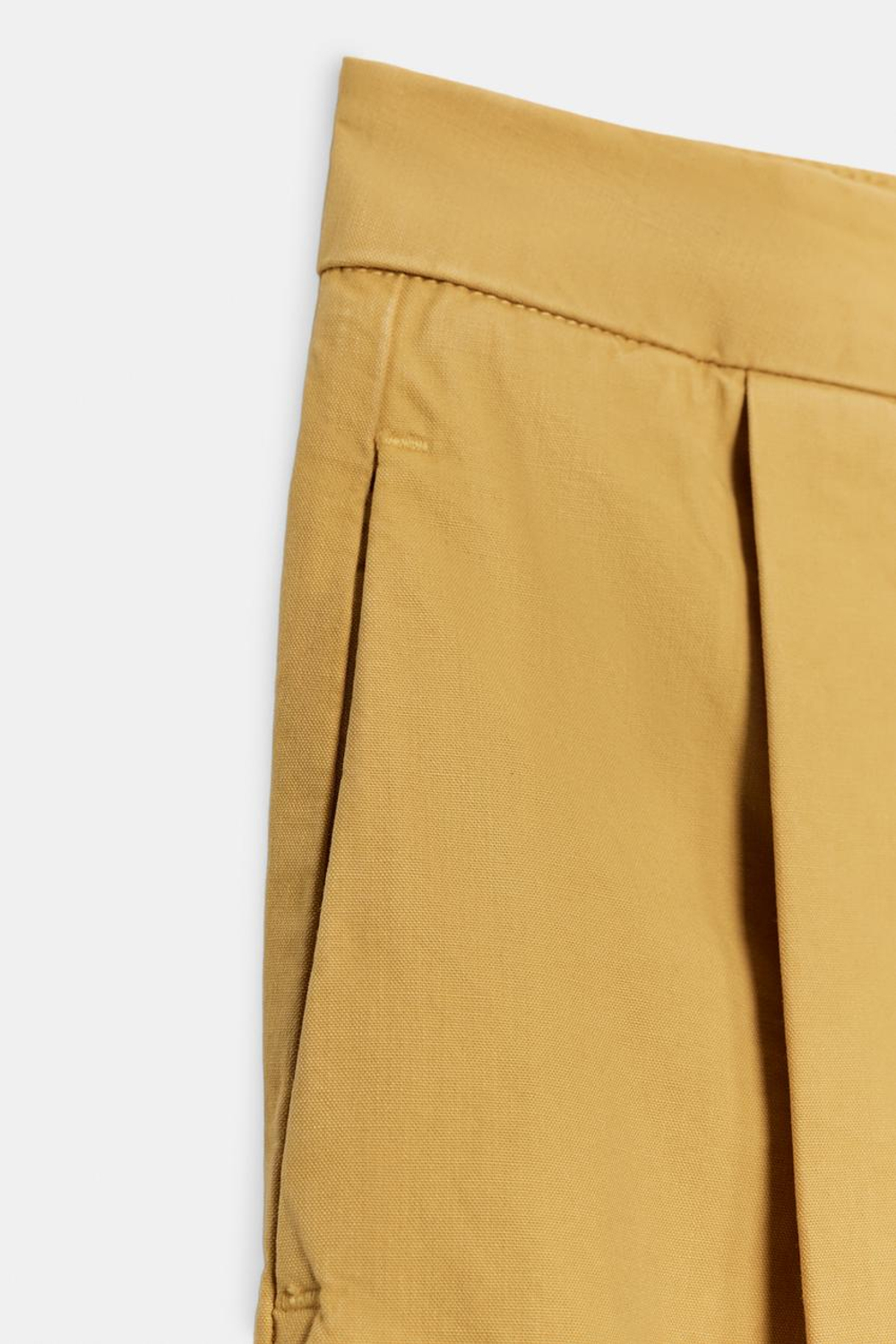 ZARA БРЮКИ СО СКЛАДКАМИ ZW COLLECTION, ГОРЧИЧНЫЙ