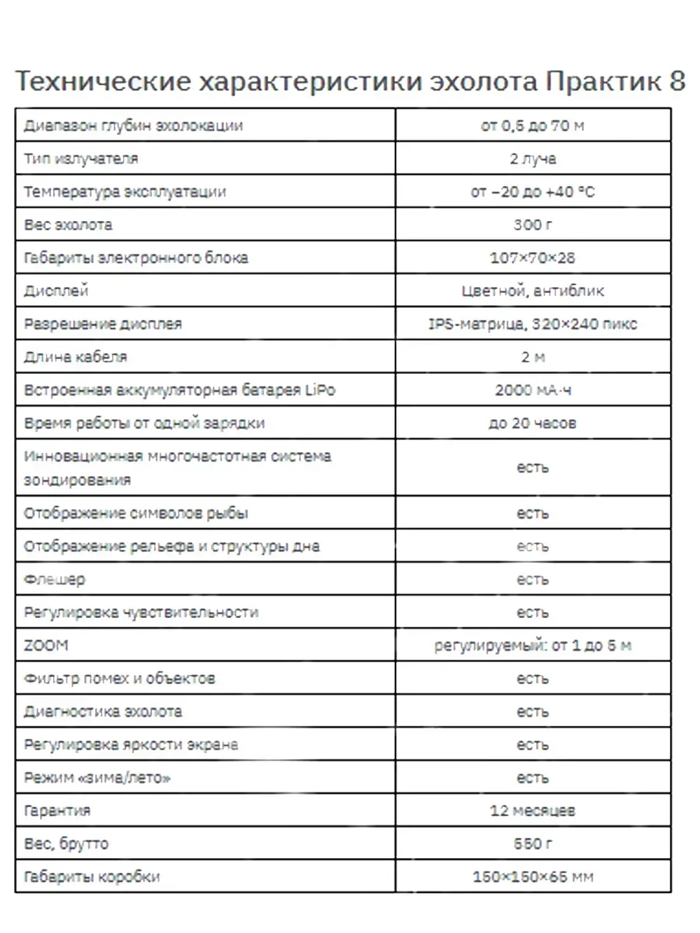 Эхолот 8 v.2 + унибокс + фонарь