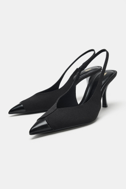 ZARA ТУФЛИ-МЮЛИ НА СРЕДНЕМ КАБЛУКЕ, ЧЕРНЫЙ