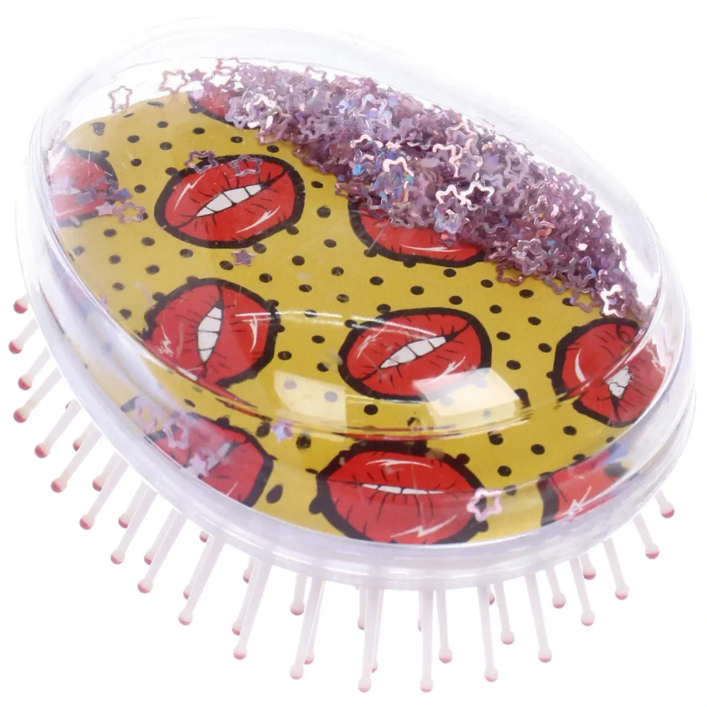 Расческа массажная «АМОР», микс 4 дизайна, 8*6см (PVC коробка)