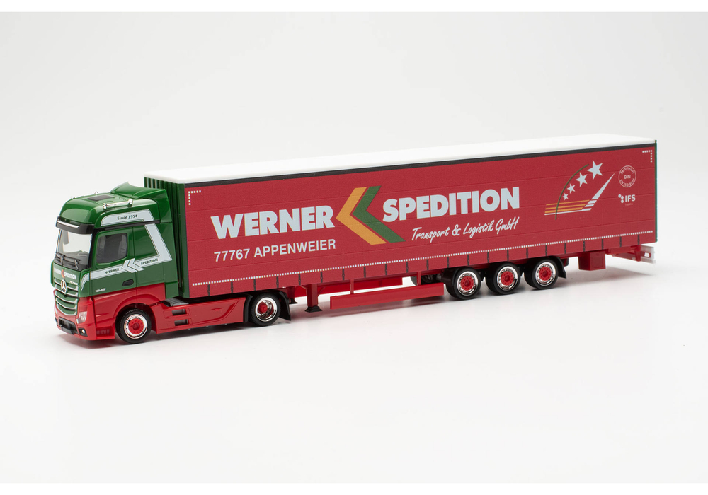 Грузовик Mercedes-Benz Actros Bigspace 15m Lowliner полуприцеп "Werner" (Баден-Вюртемберг/Аппенвайер)