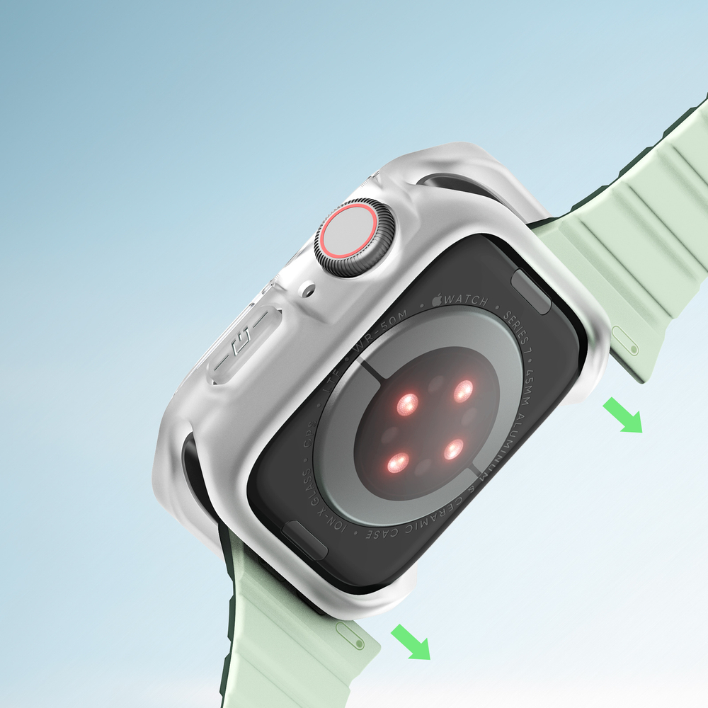 Чехол-бампер прозрачный с белыми вставками от Dux Ducis для часов Apple Watch 42 мм на модели 10 серии, серия Tamo Series Case