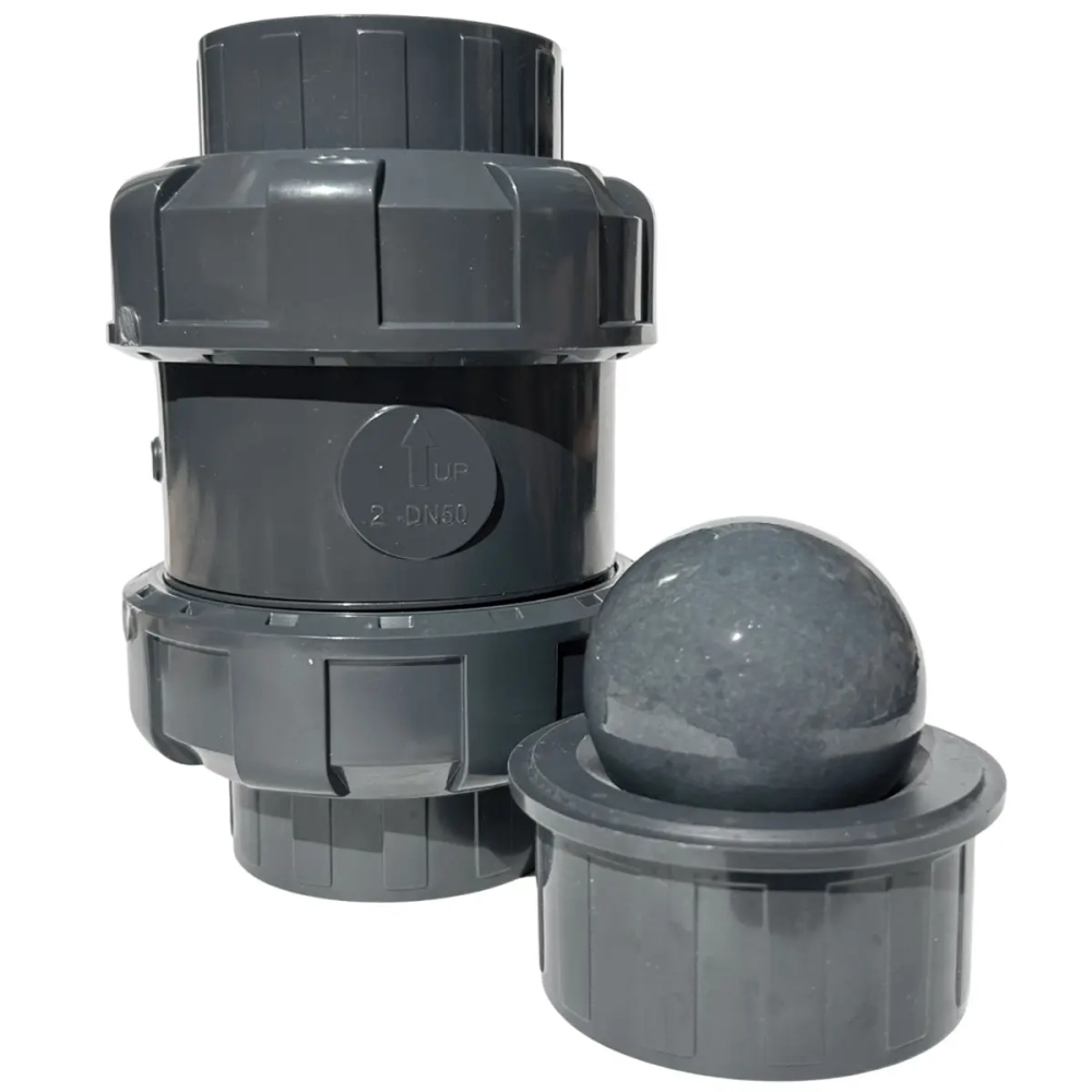 Обратный клапан ПВХ (НПВХ) шаровой разборный под клей, EPDM, Россия