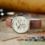 ZEPPELIN Hindenburg Collection Quartz Movement Men"s Watches Wrist Watches White Dial Stainless Steel Case