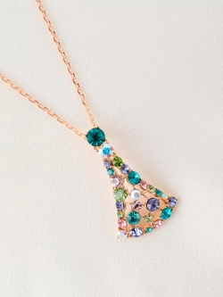 Подвеска на цепочке Россыпь из разноцветных камней Swarovski