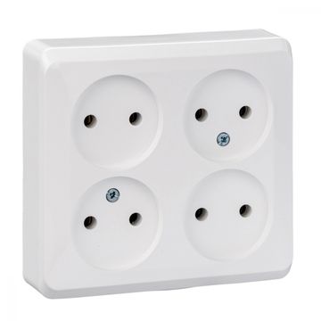 Розетка Schneider Electric Этюд 4-местная о/п б/з бел.16А 250В