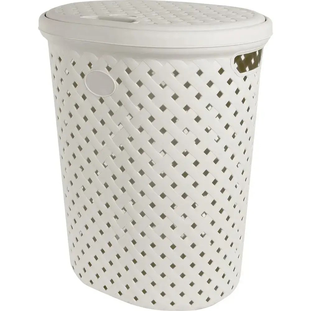 Корзина для белья Plast Team Rattan 42л 415х510 мм молочный туман