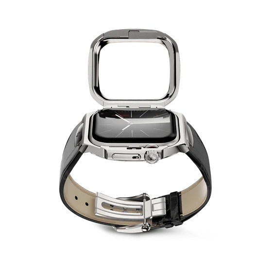 Корпус для Apple Watch ROL45 - Серебристый/Натуральная кожа