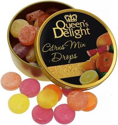 Конфеты леденцы карамельные Queen's Delight Citrus Mix Цитрусовый микс 150 г (Германия)