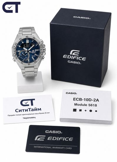 Casio ECB-10D-2ADF мужские часы — стальной EDIFICE с Bluetooth и спортивным дизайном
