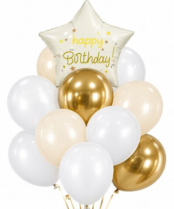 Букет шаров "Бежевый Happy Birthday"