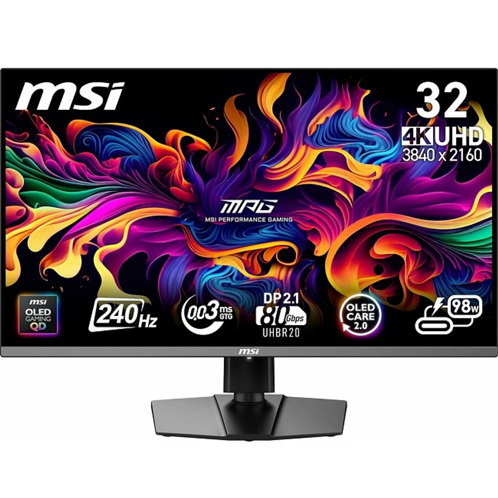 Монитор MSI TFT 32" MPG 322UR QD-OLED X24 (3840 x 2160, OLED, 240 Гц, 0.03 мс, 300 cd/m2, 1.5M:1, 178°/178°, 2xHDMI, DP)