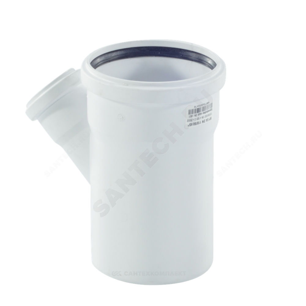 Тройник PP-H переходной бесшумный белый RAUPIANO PLUS Дн 110х50х87гр б/нап в/к Rehau 11213241002
