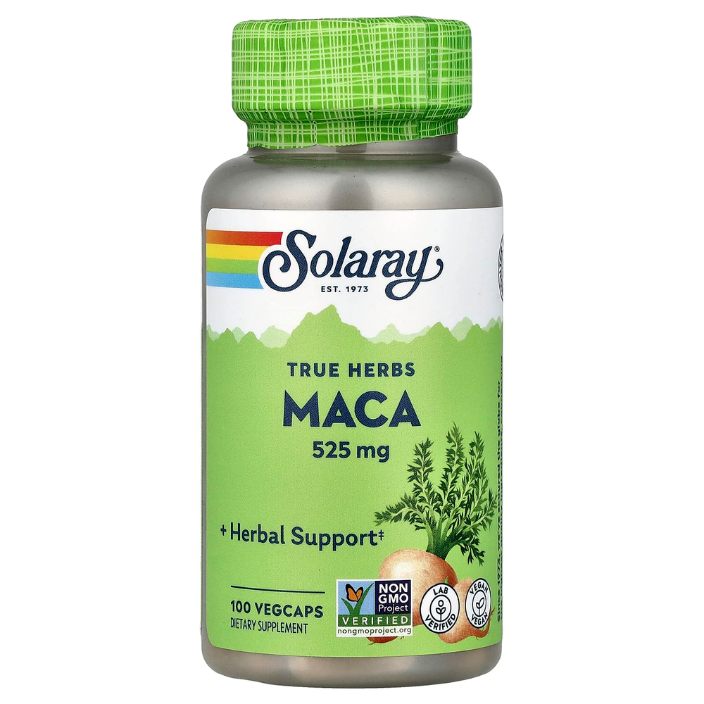 Solaray, True Herbs, мака, 525 мг, 100 вегетарианских капсул