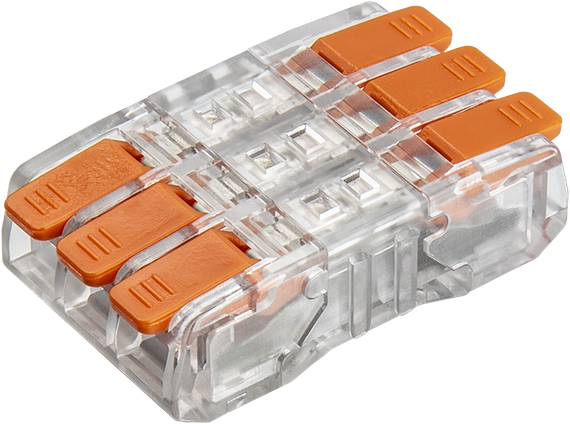 Клемма Navigator NTC-R4 6*2,5 рычаги проходная оранжевая (упаковка 5шт) 39161
