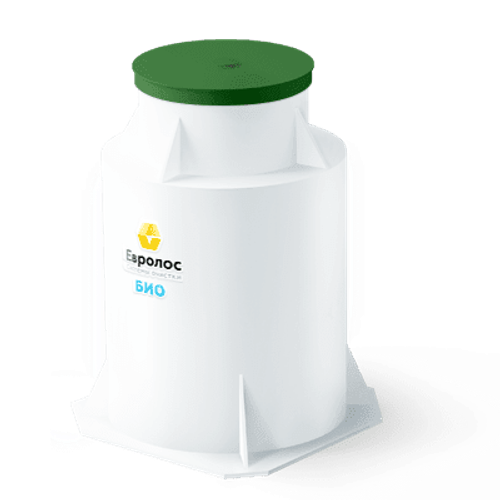 Станция биологической очистки Евролос Био 8 S 3 800 л. вертикальная / 1600 л. в сутки / 8 чел. / самотечный сброс / насосная аэрация (180x180x200см;223кг;черный) - арт.556013