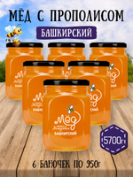 Мёд натуральный с прополисом набор (6 банок по 950 г), 5700 г