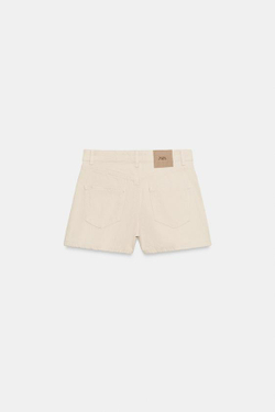 ZARA ШОРТЫ Z1975 С КАРМАНАМИ И ВСТАВКАМИ КРОШЕ, ЭКРЮ