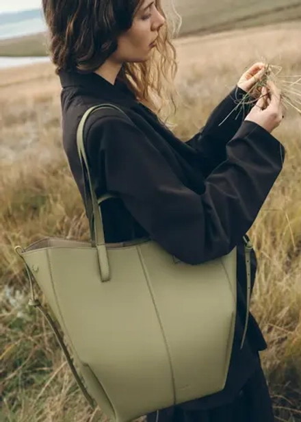 POLENE СУМКА CYME TOTE, СВЕТЛО-ЗЕЛЕНЫЙ