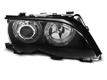 Передние фары angel eyes led black для BMW 3 E46