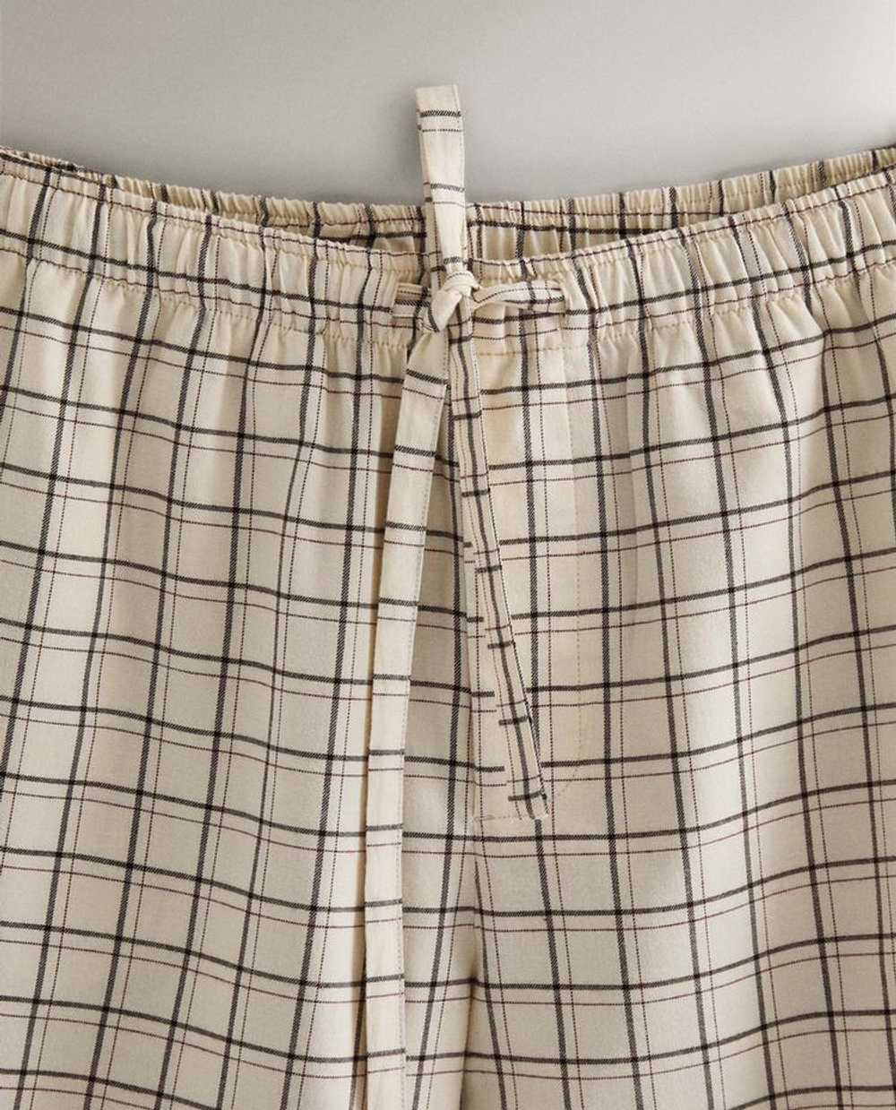 ZARA HOME ПИЖАМА В КЛЕТКУ С КАРМАНАМИ, ЭКРЮ