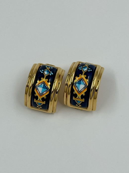 Клипсы с эмалью Hermes