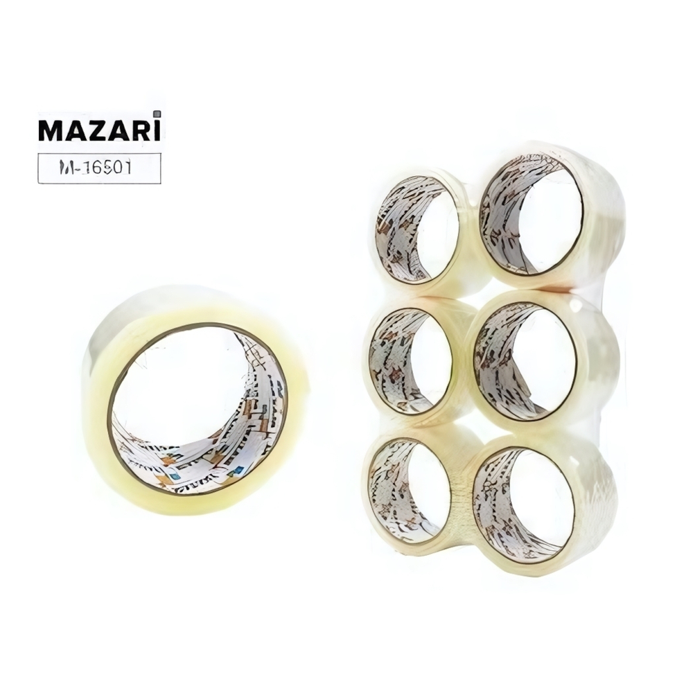 Клейкая лента 48мм. 50м. упаковочная, прозрачная, 45мкм. (Mazari)
