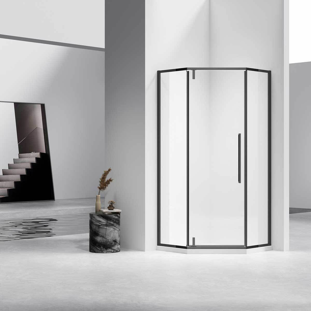 Душевой уголок Слим-Н (Slim-N) VSP-4SN100CLB, 1000*1000, черный, стекло прозрачное,