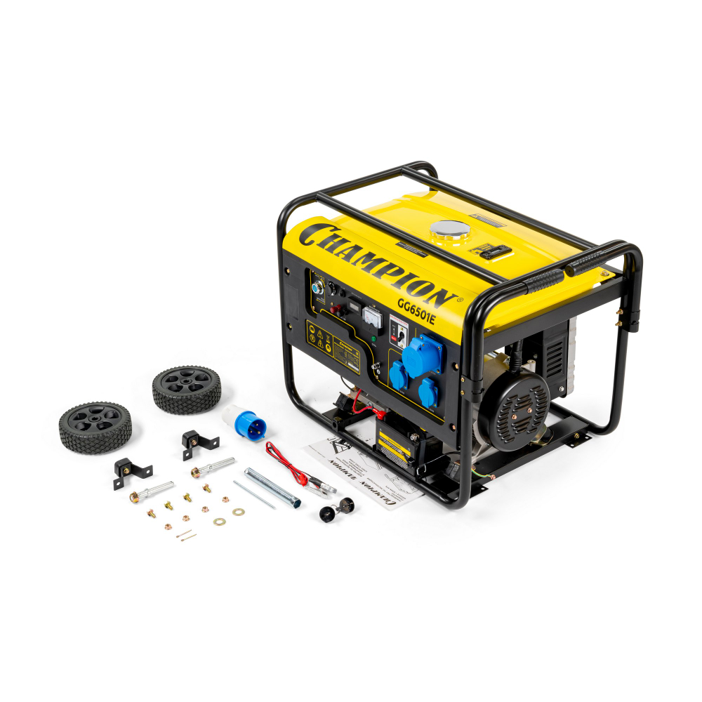 Генератор CHAMPION GG6501E+ATS (5/5,5кВт 15лс 25л 12В 81,5кг эл. стартер,счетчик)
