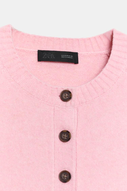 ZARA ДЖЕМПЕР ИЗ МЯГКОГО ТРИКОТАЖА, МЯГКИЙ РОЗОВЫЙ