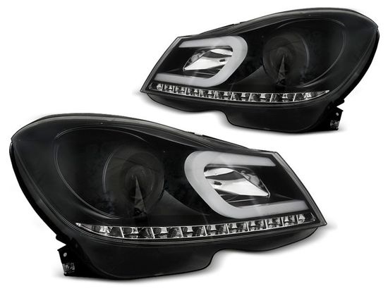Передние фары Tube Light для Mercedes C-Class W204 (11-14) Black