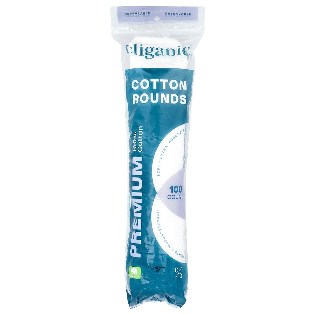 Cliganic, премиальные круги из 100% хлопка, 100 шт.